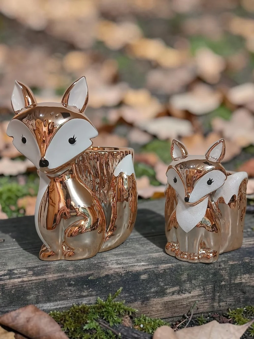 Fox Ceramic Candle Holder And Soap Holder - Rose Gold and White